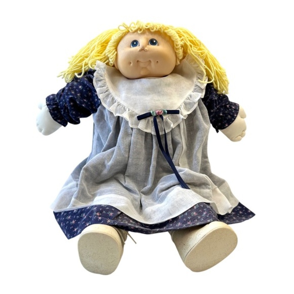 Vintage Cabbage Patch Kids Doll Girl Blue Eyes Yarn‎ Hair Dress Outfit